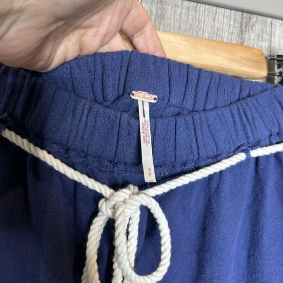 Free People Kayden Barrel Pants Size S Harem Wide Leg Cotton Gypsy Blue - Picture 5 of 10